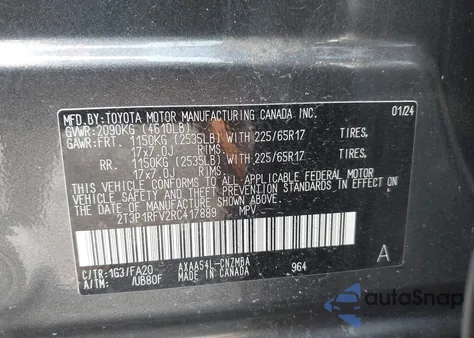 2024 Toyota Rav4 Xle from USA, damaged, VIN 2T3P1RFV2RC417889